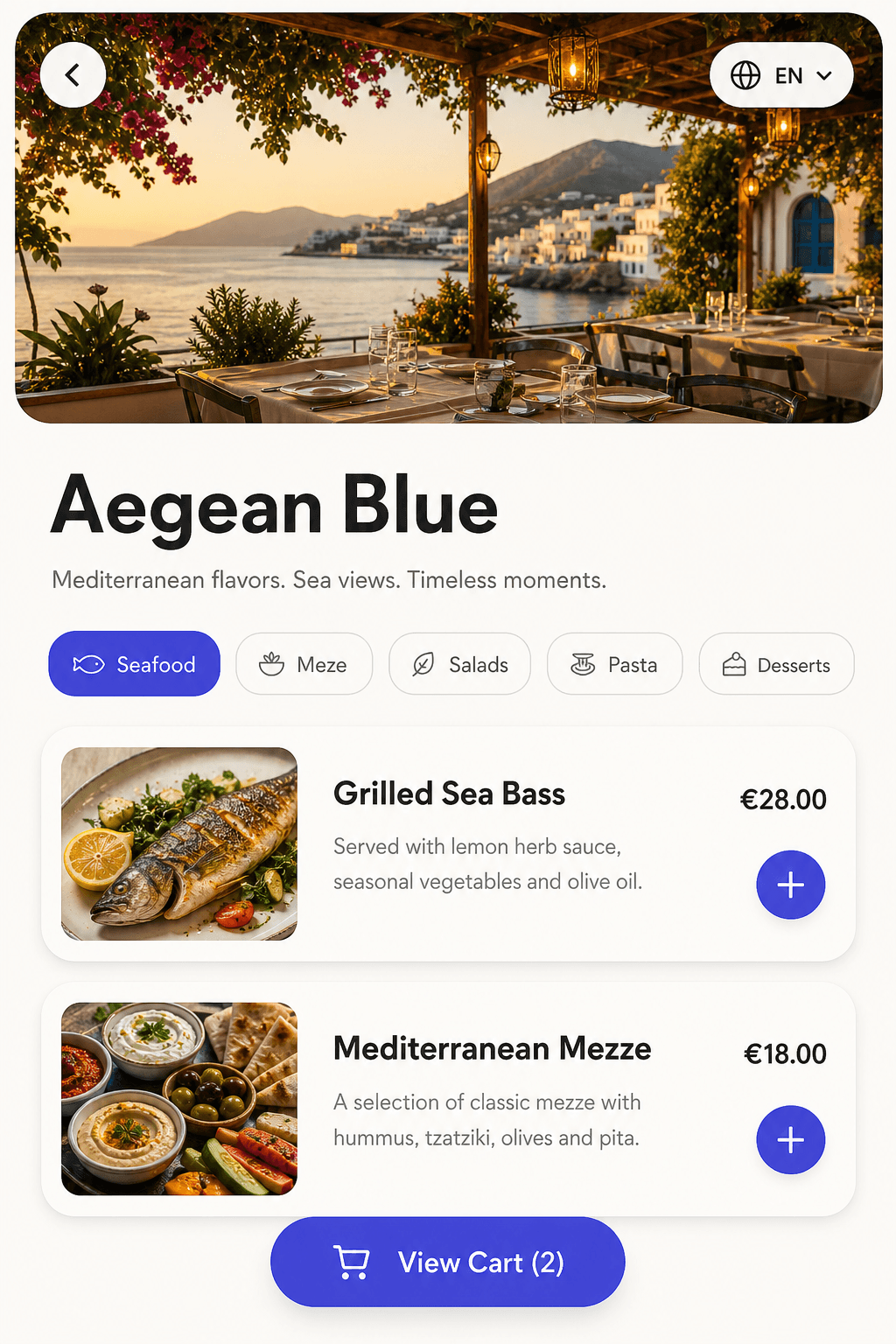 QRSIS digital menu preview