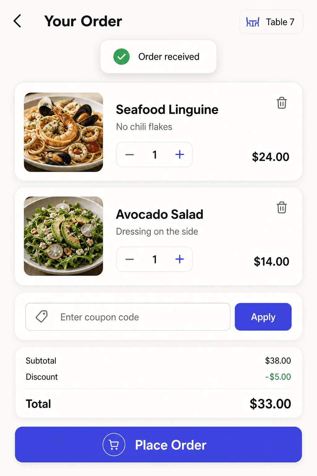 QRSIS order and cart preview